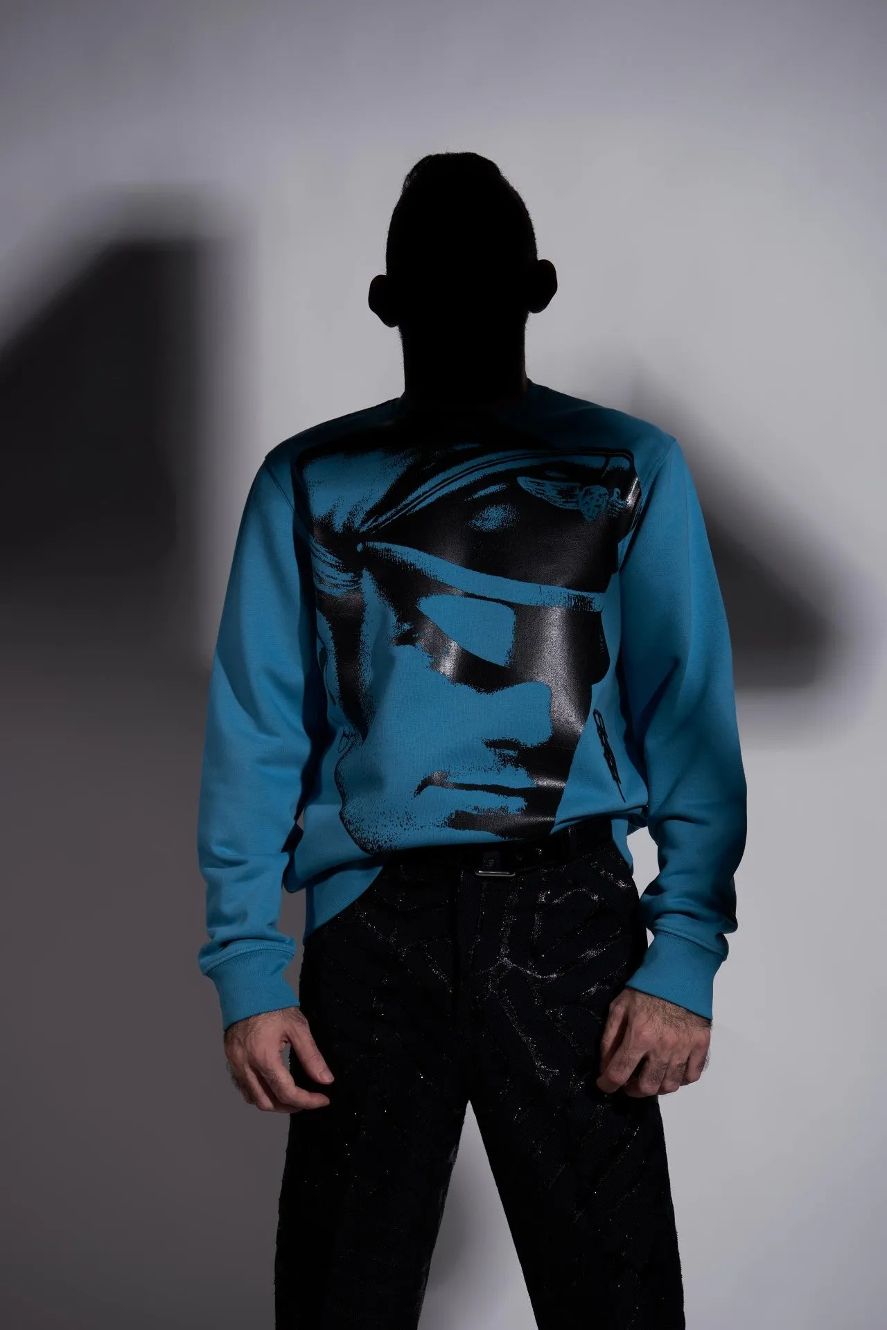 TOM OF FINLAND x WE ARE SPASTOR BIKER HEAD SWEATSHIRT - SEA BLUE