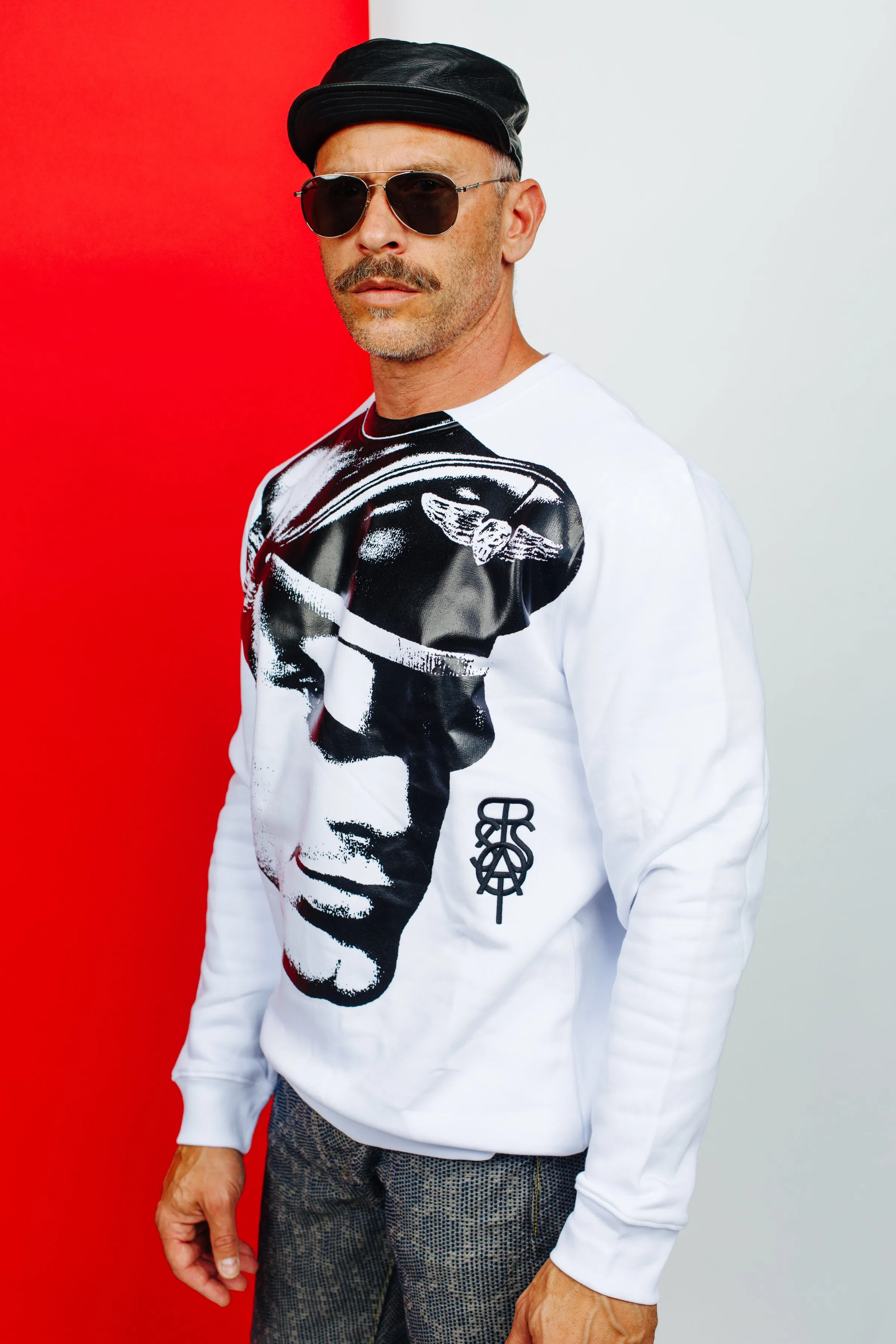 TOM OF FINLAND x WE ARE SPASTOR BIKER HEAD SWEATSHIRT - WHITE