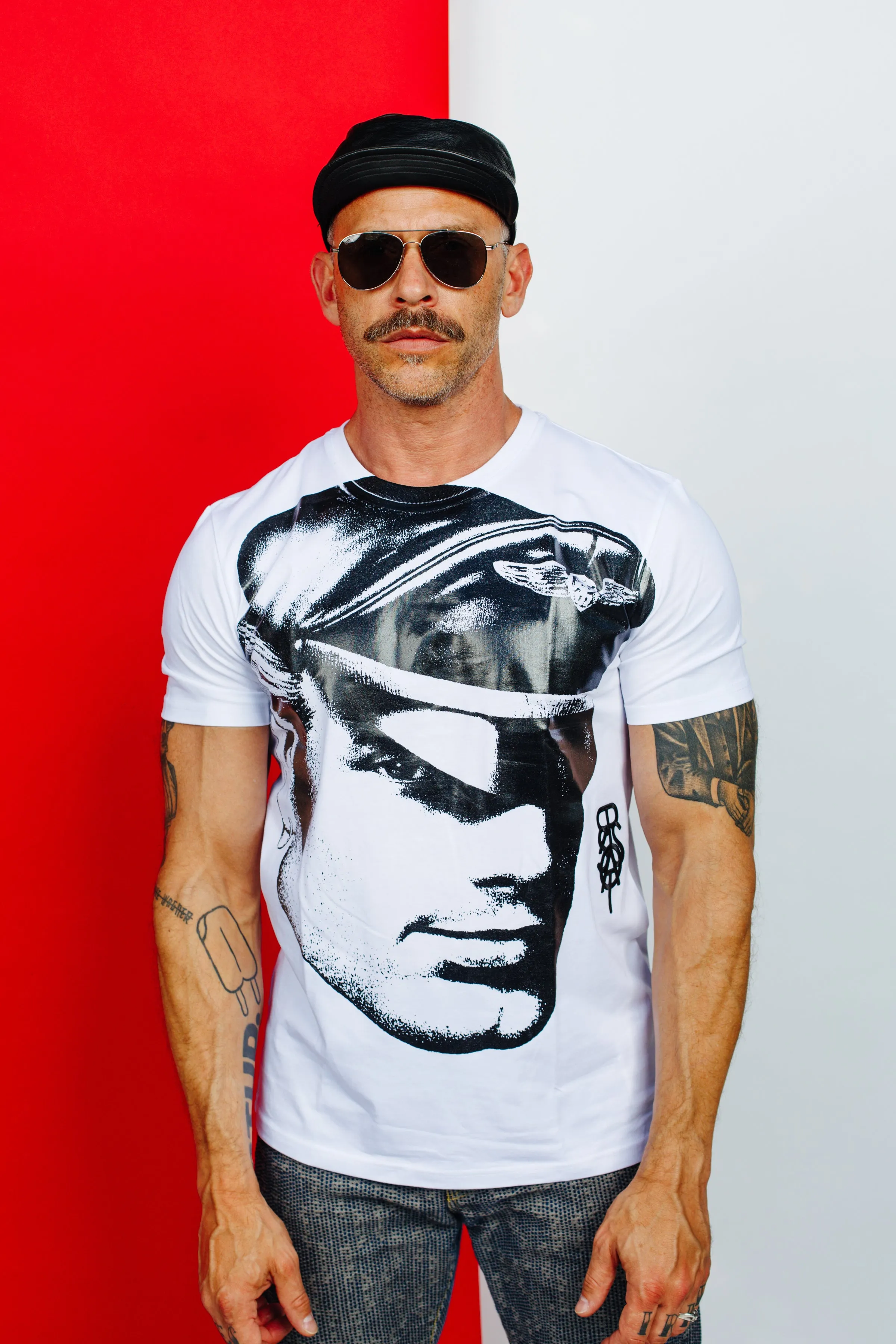 TOM OF FINLAND x WE ARE SPASTOR BIKER HEAD TEE - WHITE