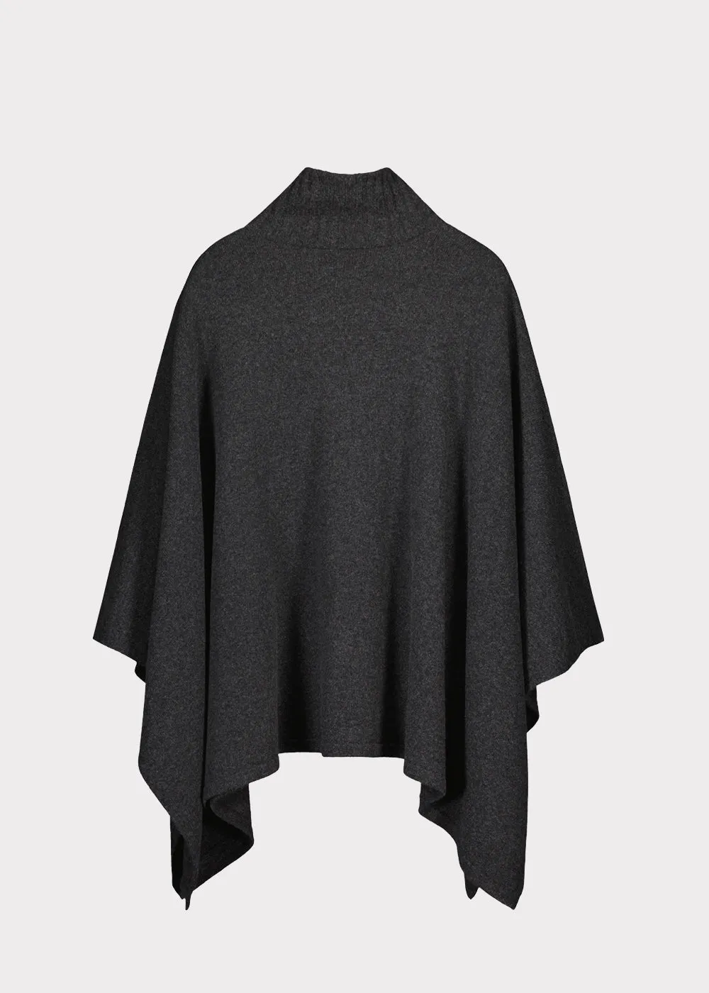 Turtle Knit Poncho Melange Graphite Grey