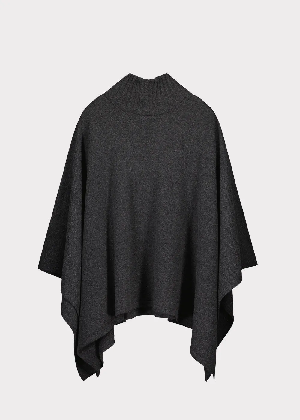 Turtle Knit Poncho Melange Graphite Grey