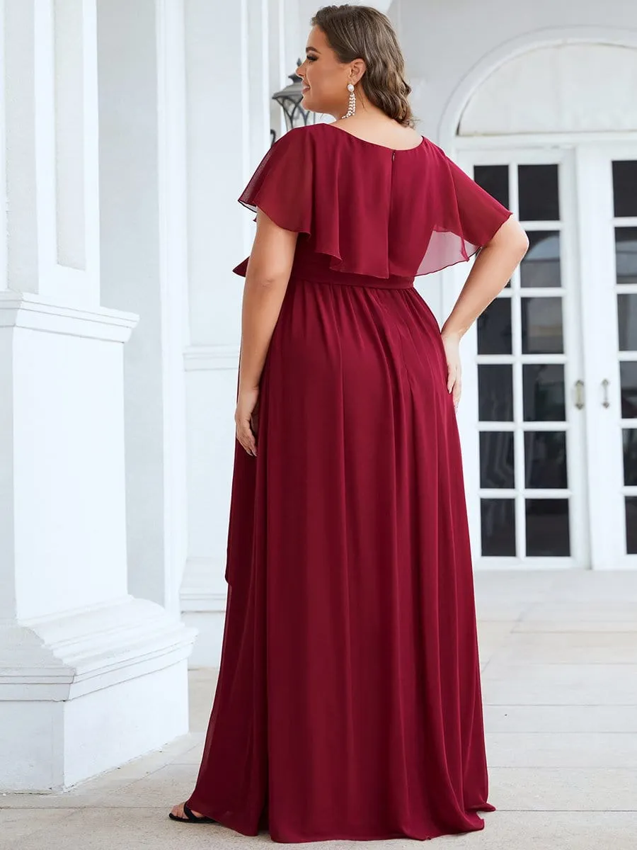 V-Neck Ruffle Tied Waist Bridesmaid Maternity Dress