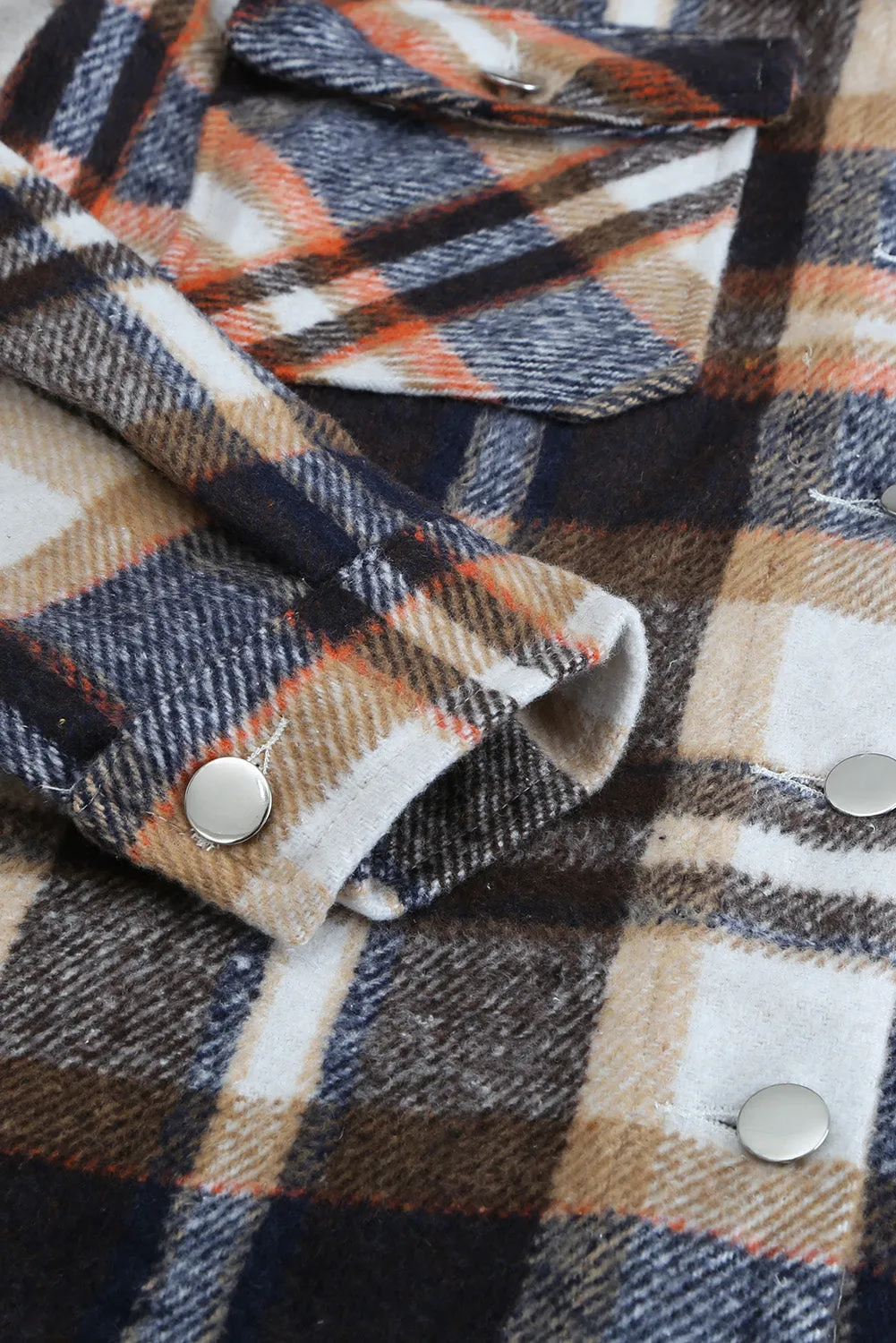 Wholesale Brown Plaid Button Up Long Sleeve Flannel Shacket