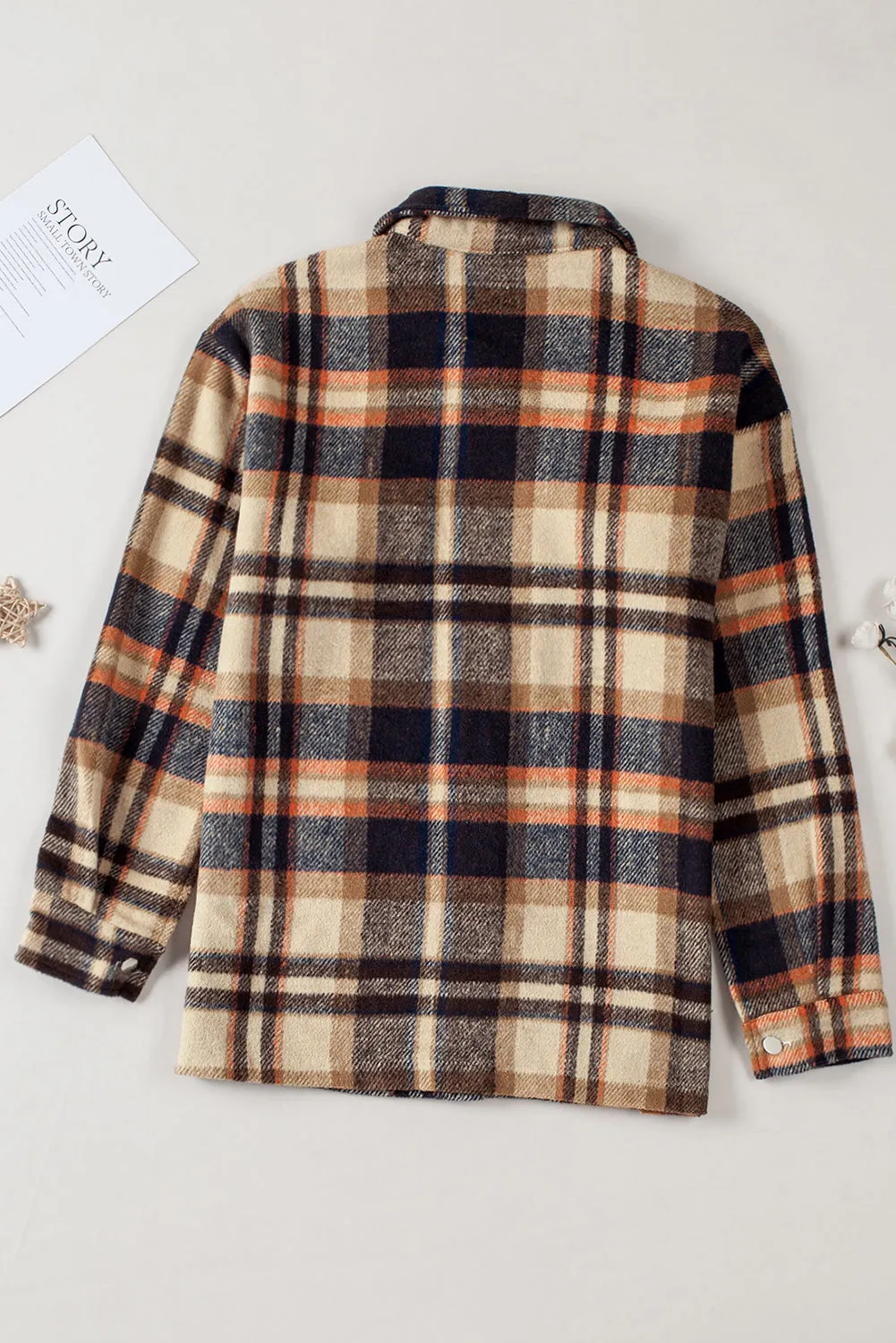 Wholesale Brown Plaid Button Up Long Sleeve Flannel Shacket