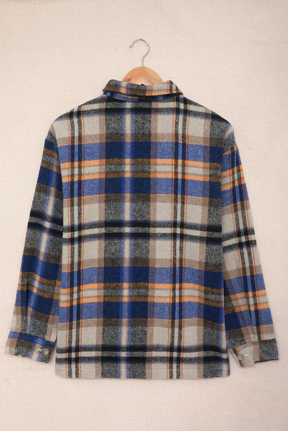 Wholesale Brown Plaid Button Up Long Sleeve Flannel Shacket