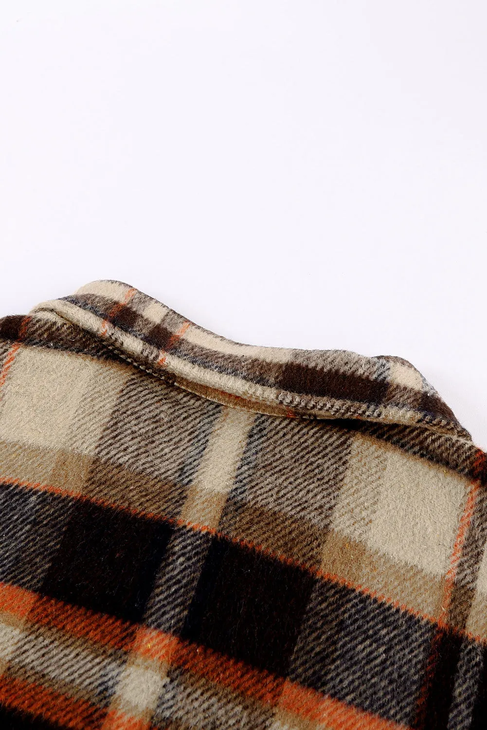 Wholesale Brown Plaid Button Up Long Sleeve Flannel Shacket