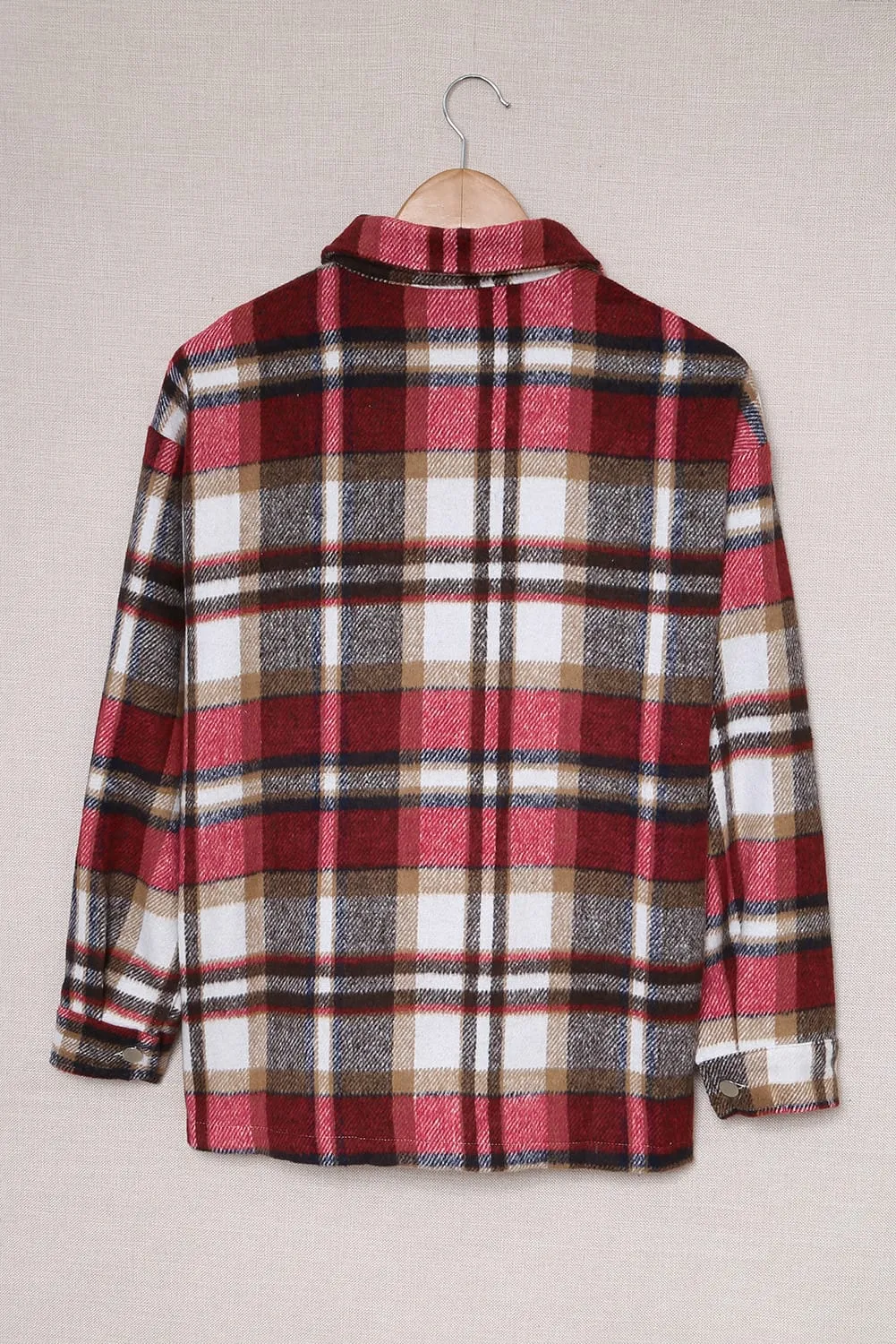 Wholesale Brown Plaid Button Up Long Sleeve Flannel Shacket