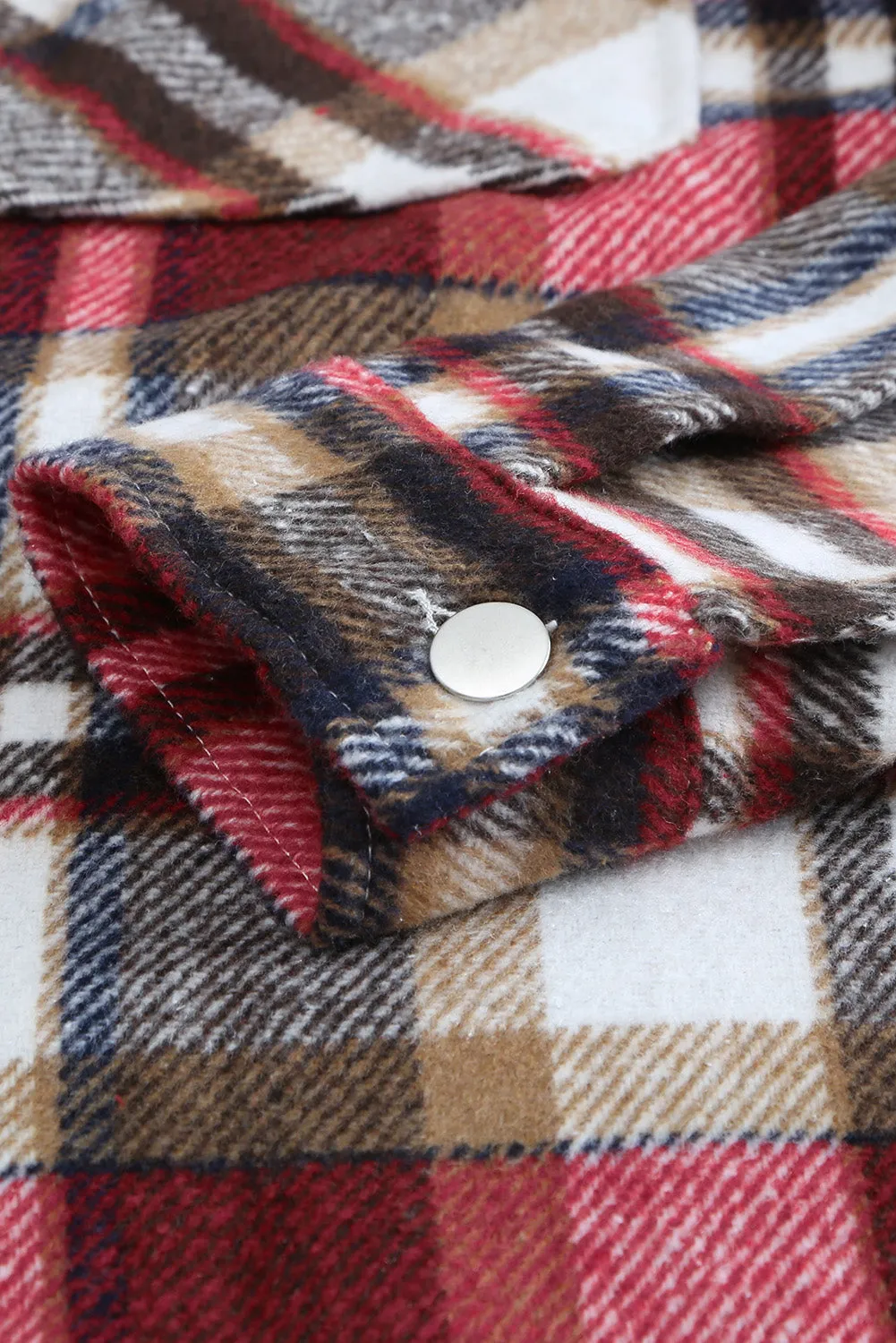 Wholesale Brown Plaid Button Up Long Sleeve Flannel Shacket