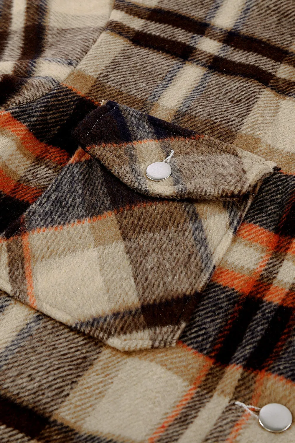 Wholesale Brown Plaid Button Up Long Sleeve Flannel Shacket