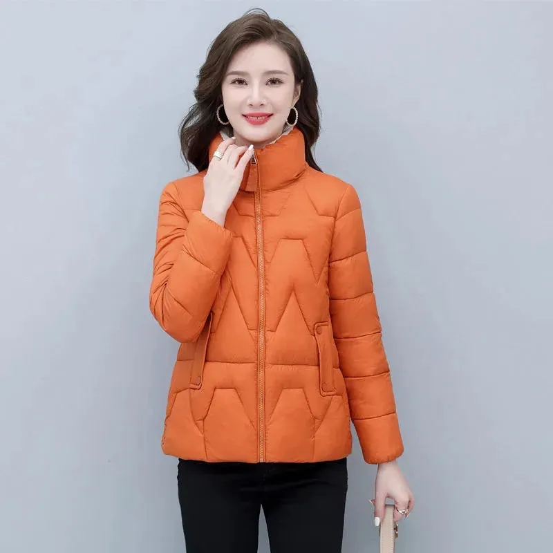 Winter 2024 New Down Jacket Women Parkas Cotton-Padded Coat Female Temperament Overcoat Short Korean Stand-UP Outerwear Tide Top