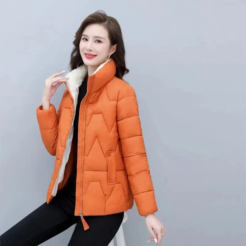 Winter 2024 New Down Jacket Women Parkas Cotton-Padded Coat Female Temperament Overcoat Short Korean Stand-UP Outerwear Tide Top