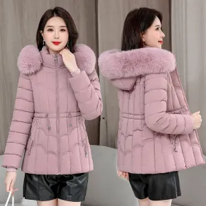 Winter 2024 New Down Jacket Women Parkas Fashion High-Quality Warm Cotton Padded Coat Ladies Short Overcoat Hooded Overwear Tops