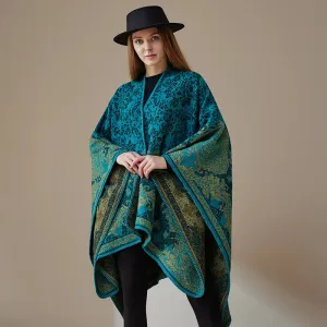 Winter Warm Ponchos and Capes for Women Shawls and Wraps, Floral Pashmina Poncho Cape