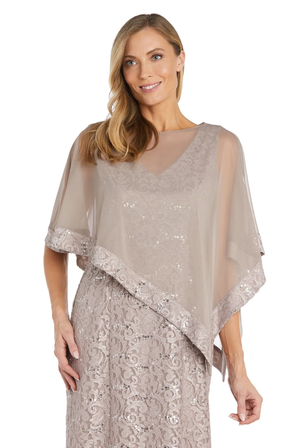 Women Unique Asymmetrical Lace Chiffon  Poncho Dress