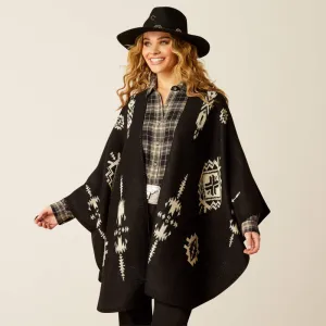 Women's Ariat Delta Poncho -Black/Summer Sand