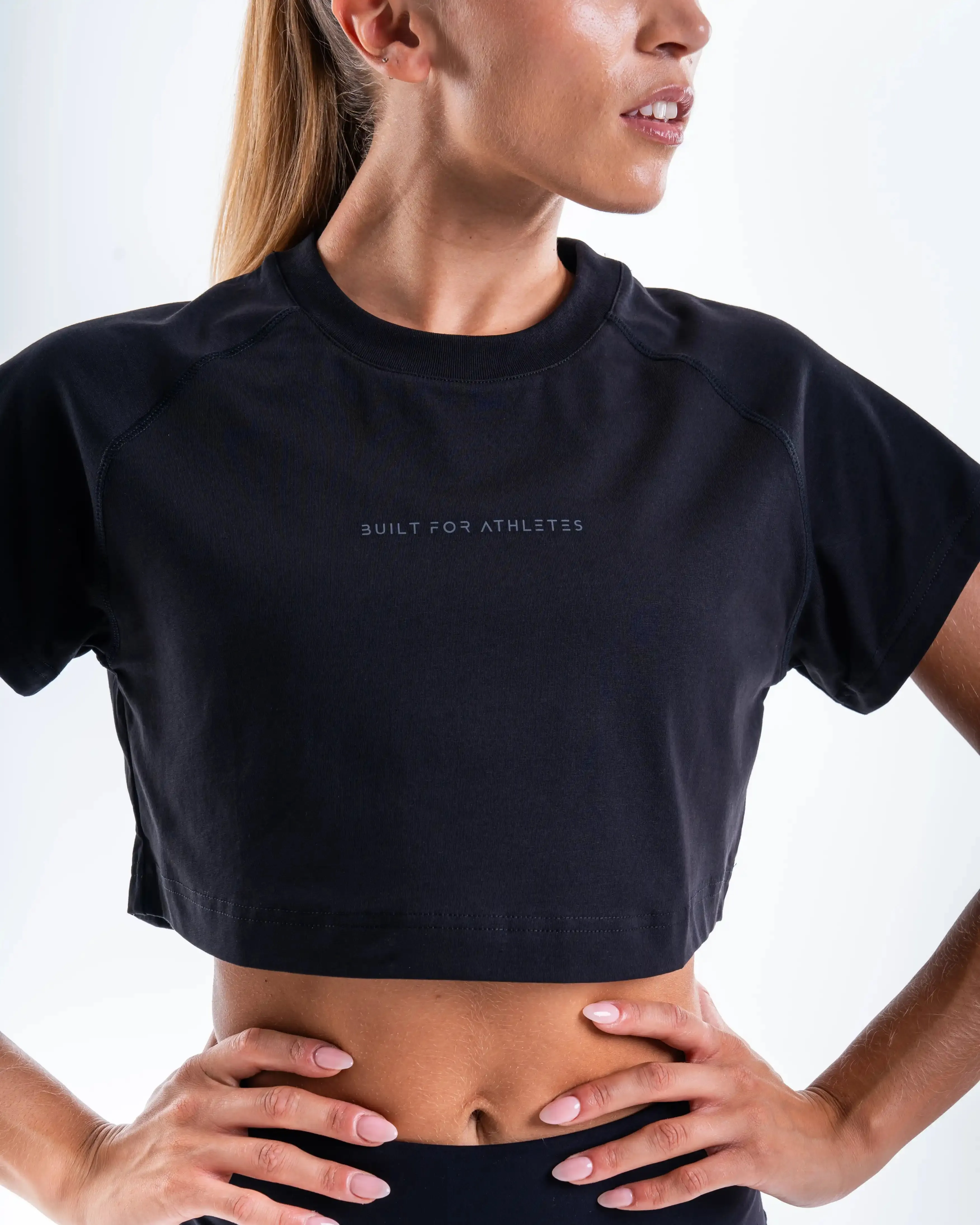 Women's Black Crop Training T-Shirt