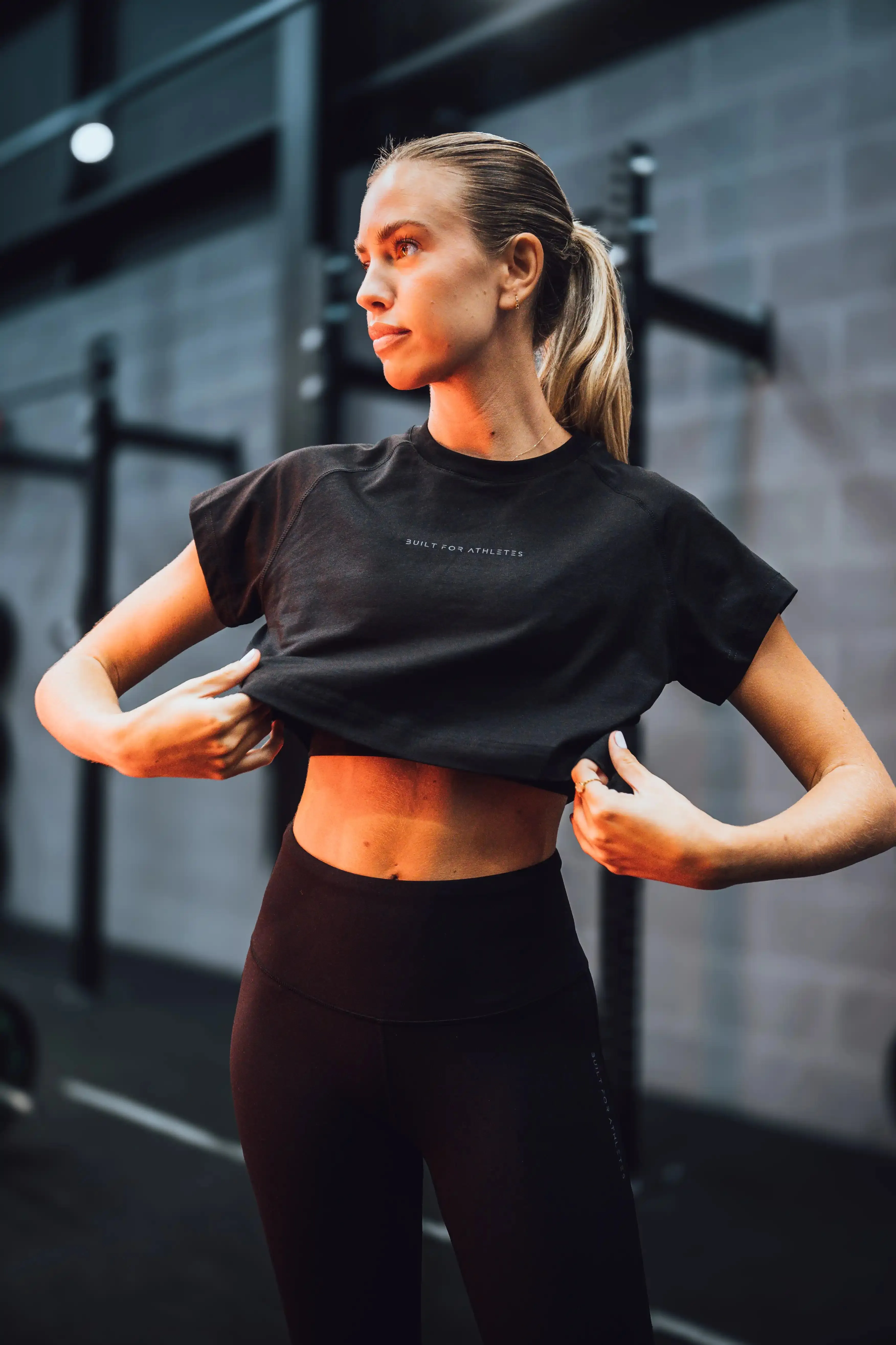 Women's Black Crop Training T-Shirt