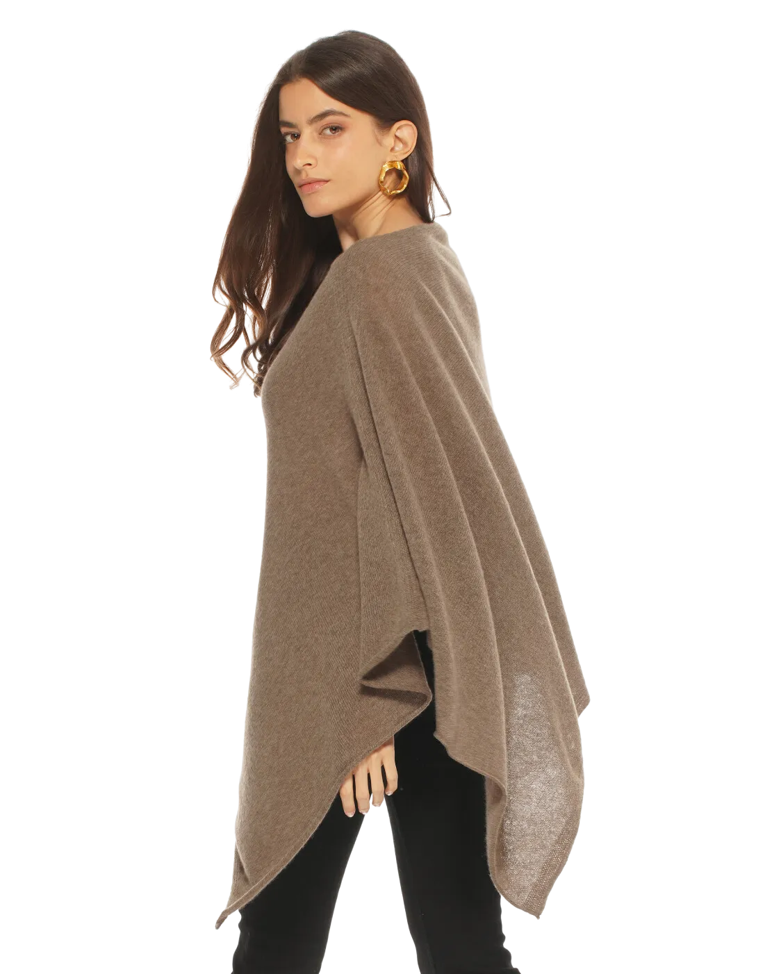 Women's Essential Pure Cashmere Poncho Brown