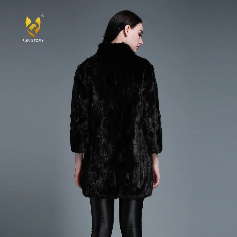 Women's Natural Mink Fur Coat Women Female Real Fur Women Long Overcoat