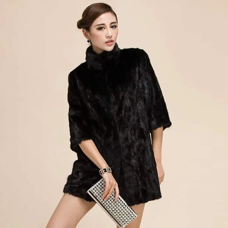 Women's Natural Mink Fur Coat Women Female Real Fur Women Long Overcoat