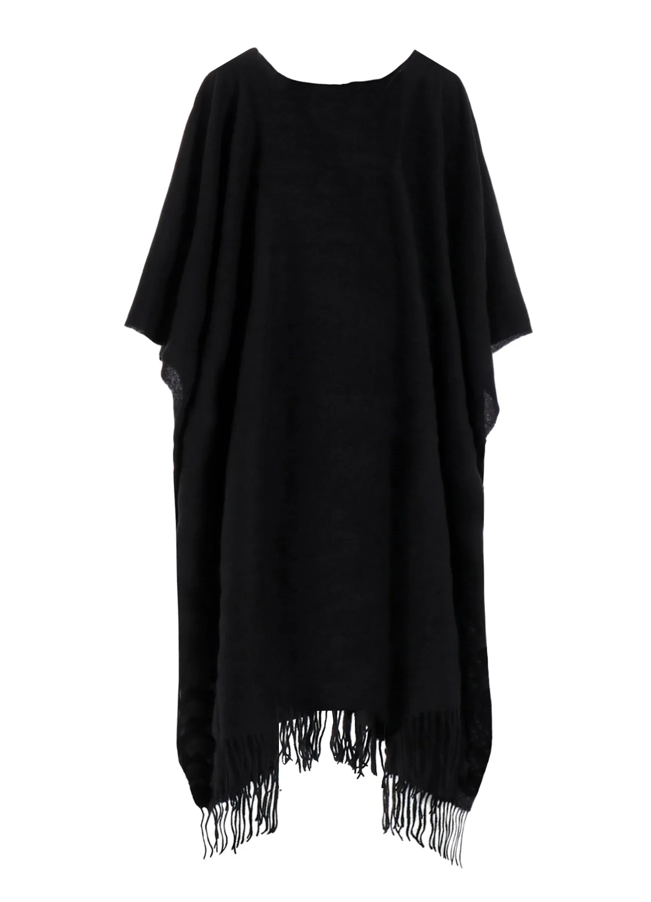 WOOL PLAIN SHRINK U CUT PONCHO