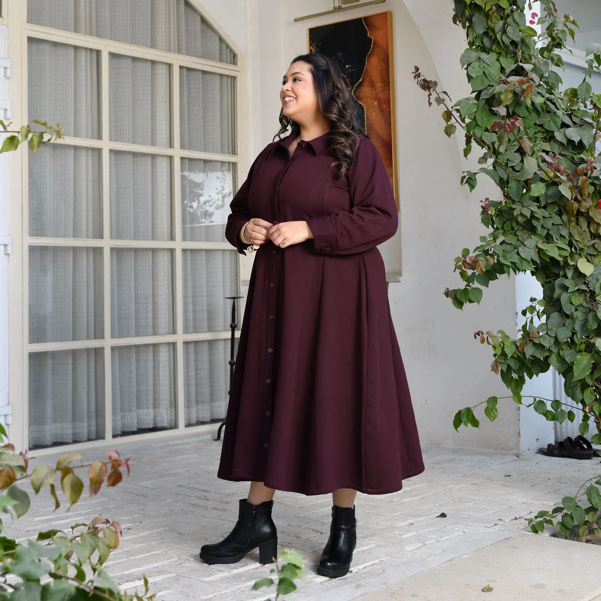 Woollen Fleece Aline Dress