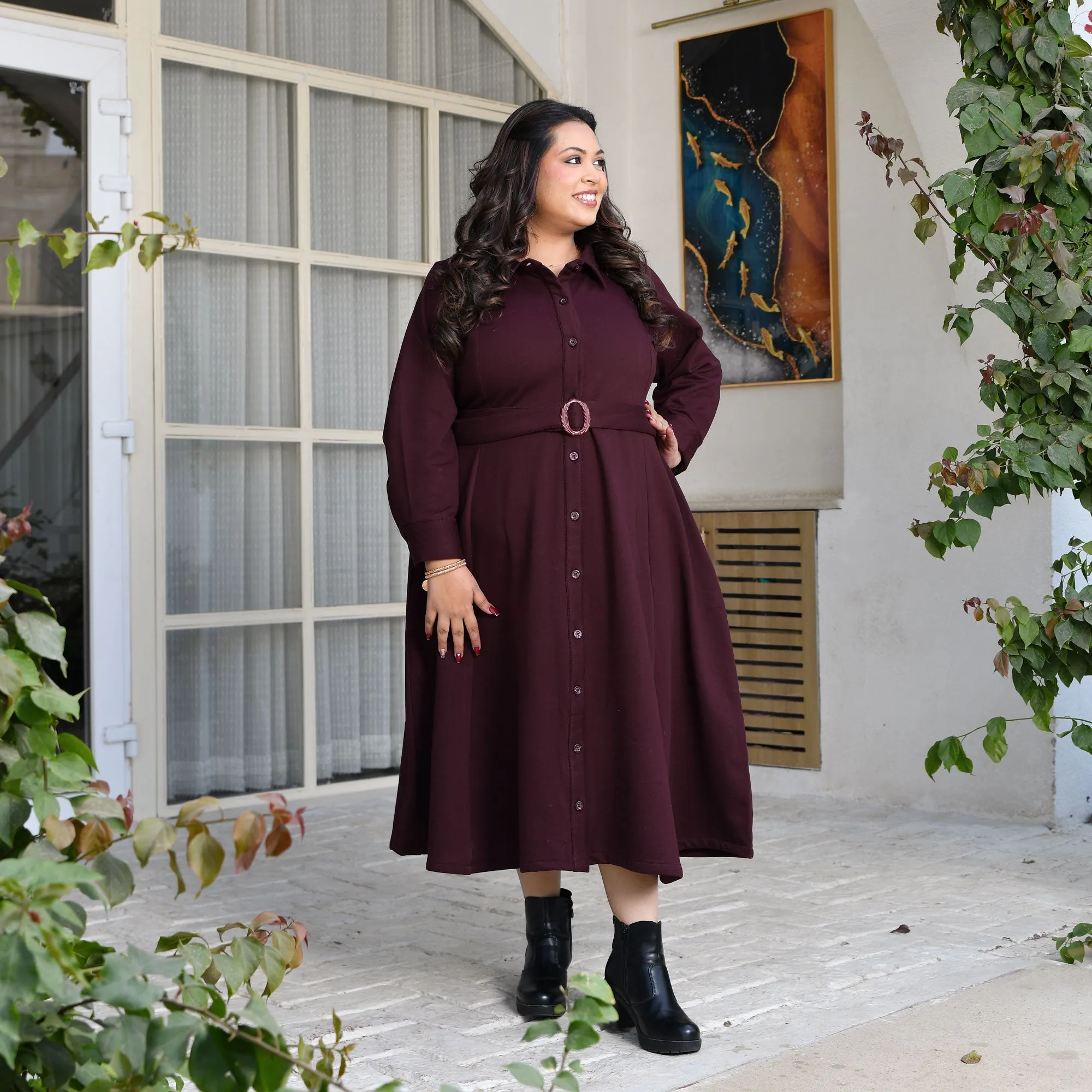 Woollen Fleece Aline Dress