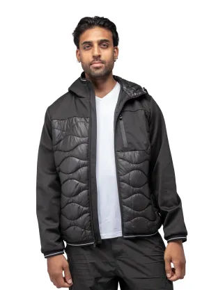 X RAY Men's Soft Shell Full Zip Windbreaker Quilted Jacket With Hood